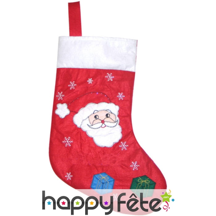 Chaussette de Noël brodée et lumineuse