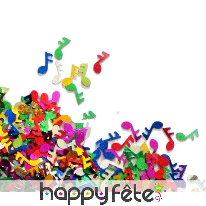 Confettis de notes de musique multicolores