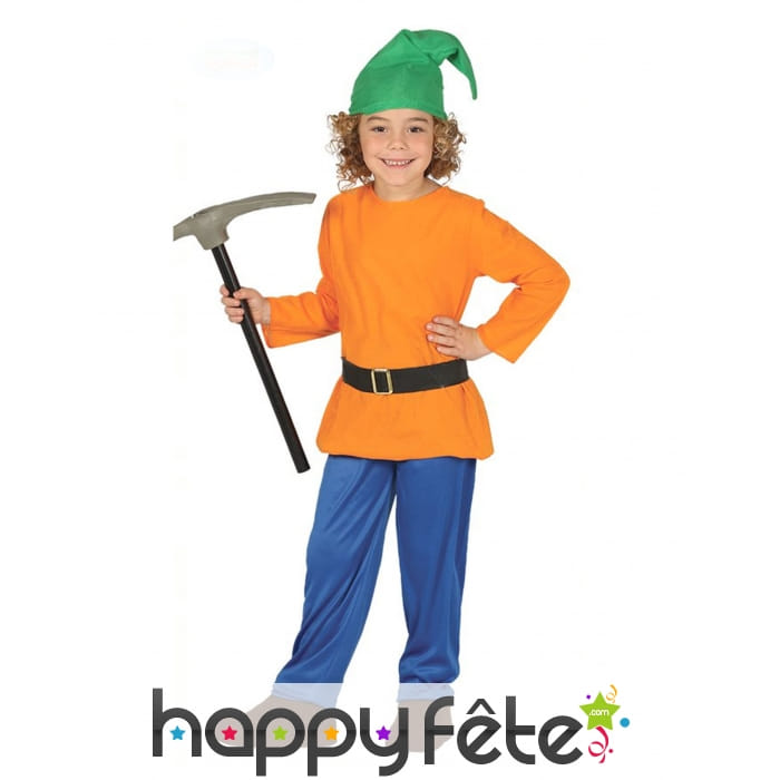 Costume de nain orange vert et bleu pour enfant