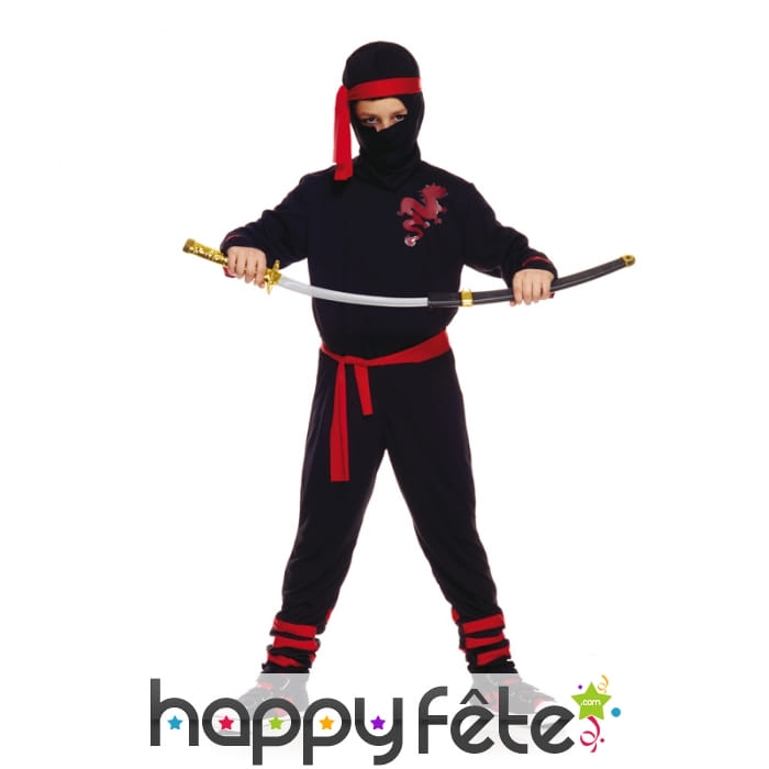 Costume de ninja noir et rouge pour enfant