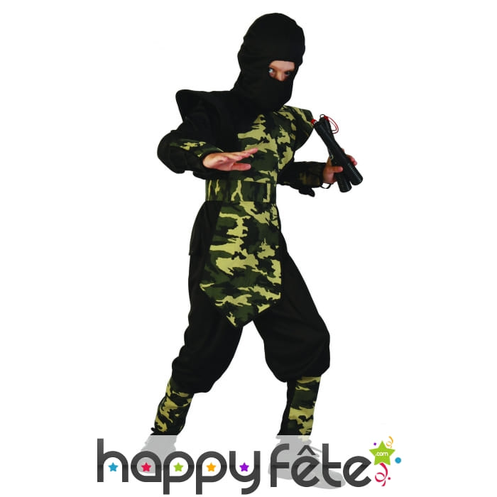 Costume de ninja pour enfant motifs camouflage