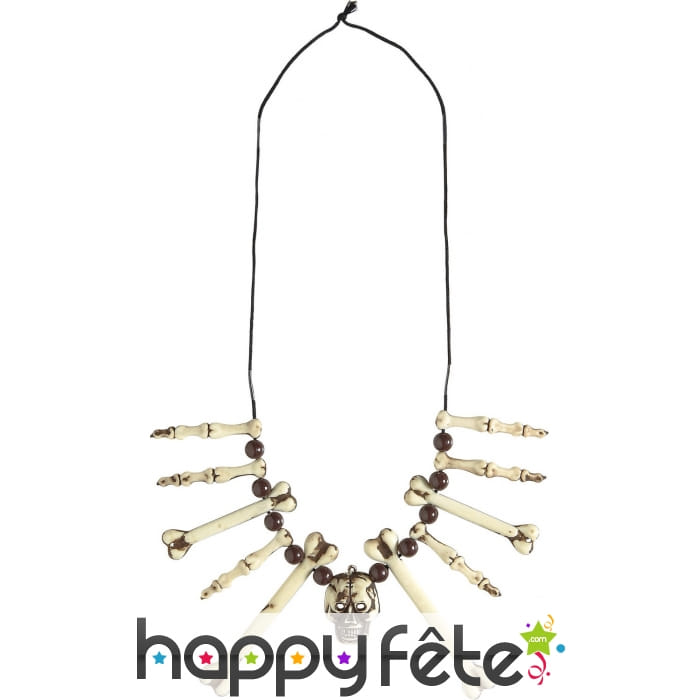 Collier décoré os et tête de mort