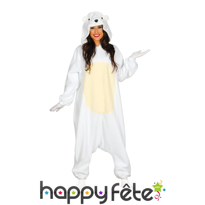 Combinaison d'ours blanc pour adulte