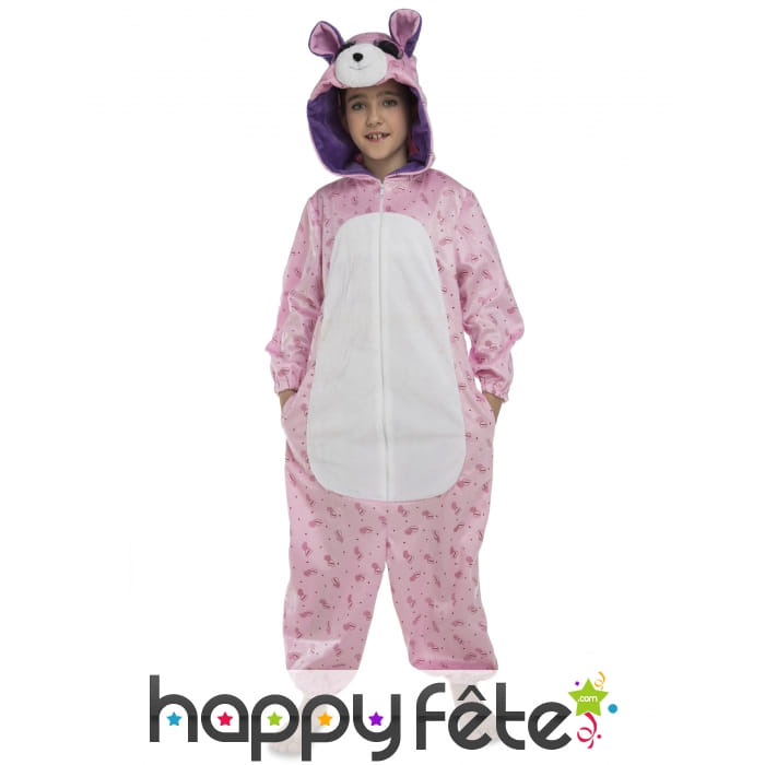 Combinaison d'ours rose pour enfant