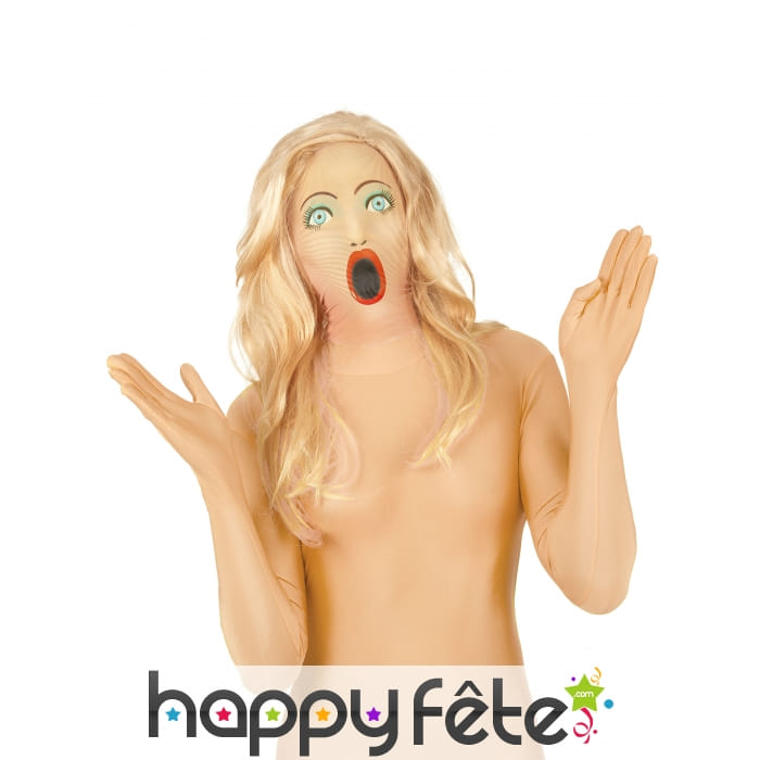 Cagoule de poupée gonflable avec cheveux