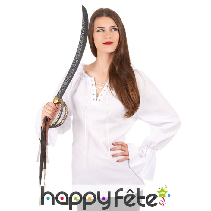 Chemise de piratesse blanche manches longues