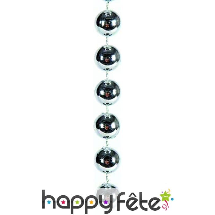 Collier de perles argentées de 2.7 m