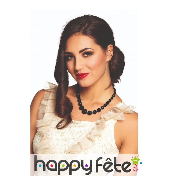Collier de perles noires, court
