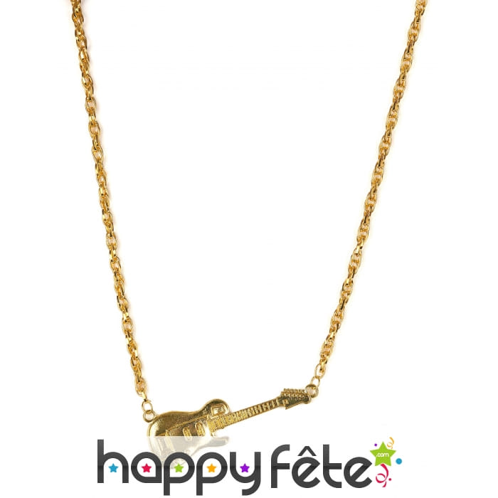 Collier doré pendentif guitare électrique