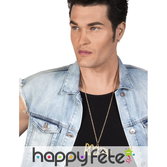 Collier doré pendentif rock star