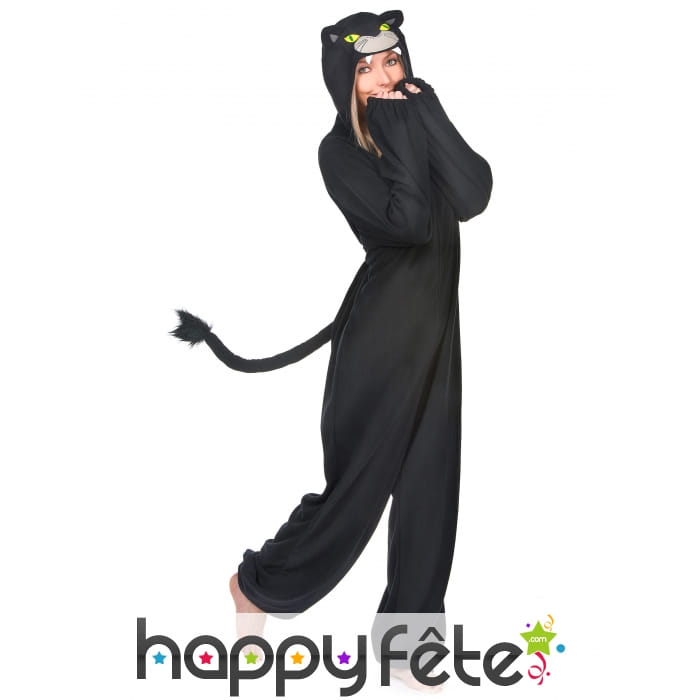 Combinaison de panthère noire avec capuche, femme