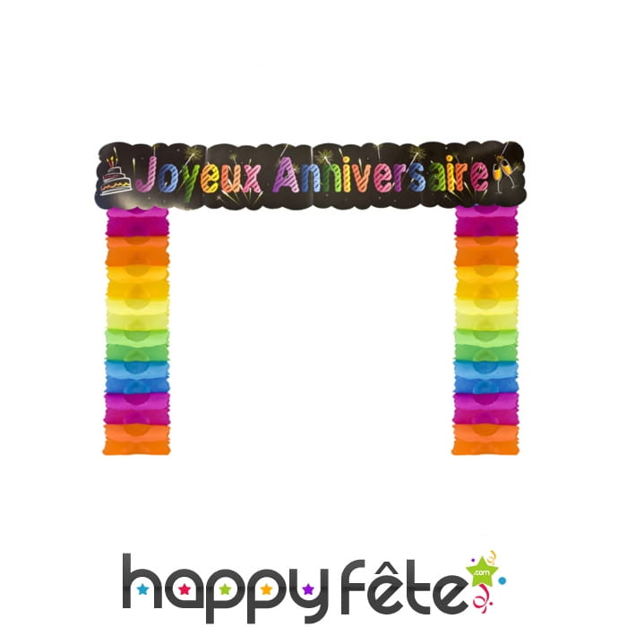 Contours de porte Joyeux anniversaire coloré 2,5m
