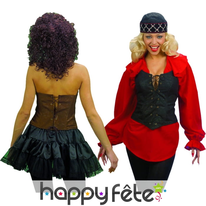 Corset de pirate suédine noir/marron