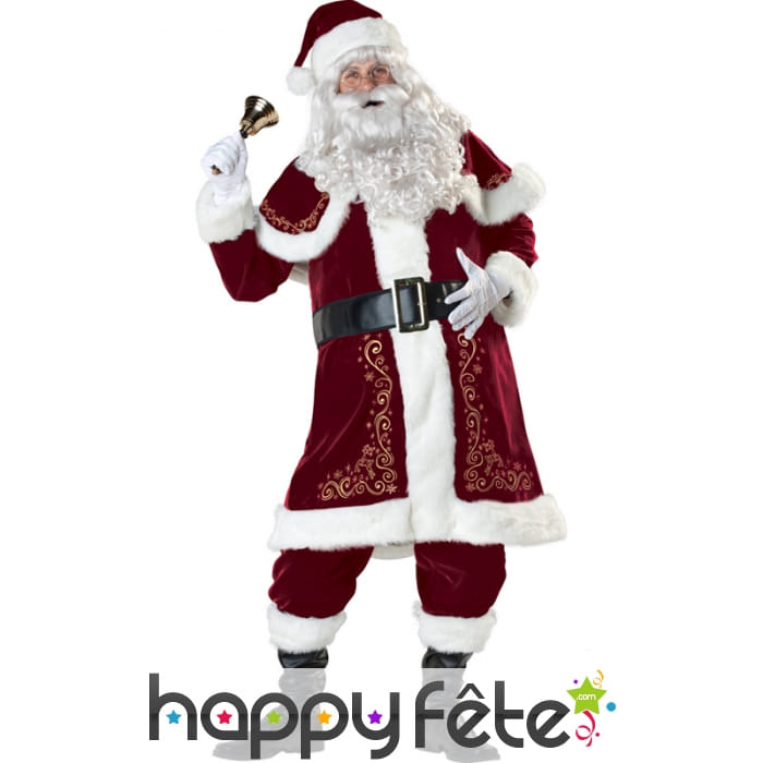 Costume de père Noël brodé haut de gamme