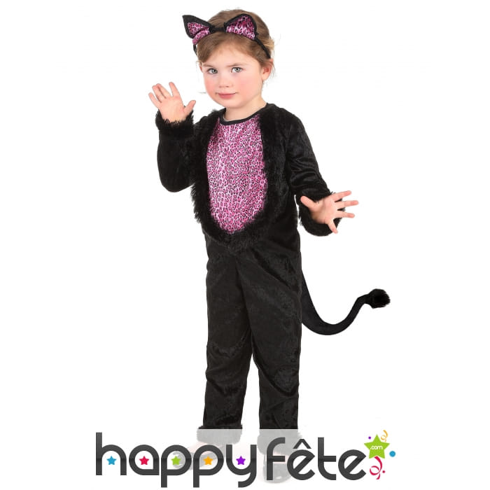 Costume de petit chat noir au ventre rose