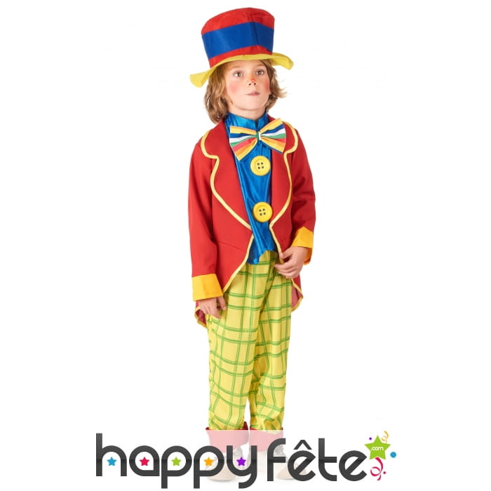 Costume de petit clown rouge et jaune