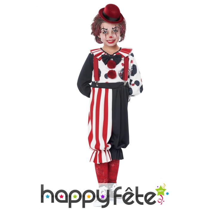 Costume de petit clown rouge et noir