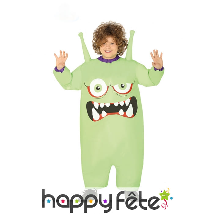 Costume de petit monstre vert gonflable, enfant