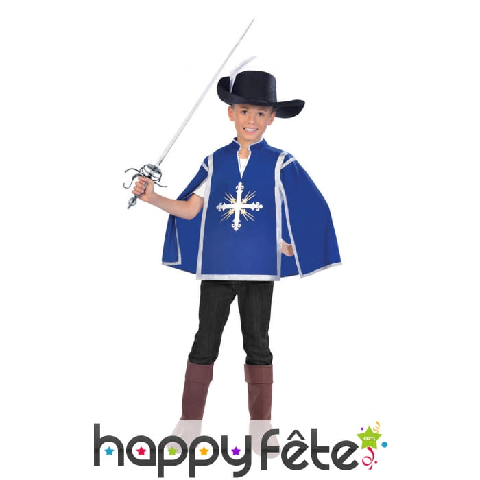 Costume de petit mousquetaire bleu pour enfant