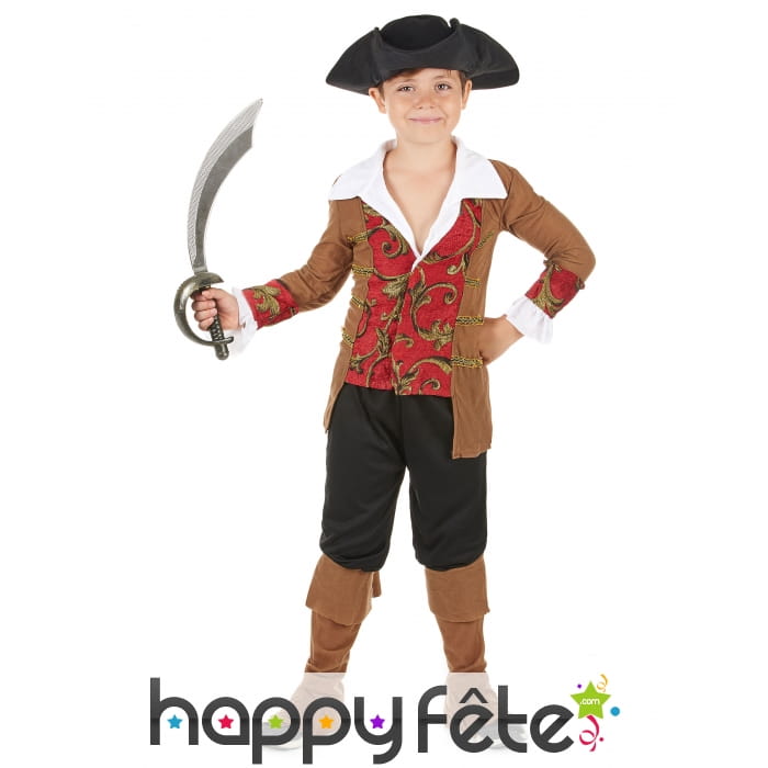 Costume de petit pirate motifs floraux dorés