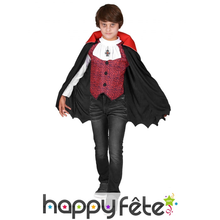 Costume de petit vampire avec cape mi-longue
