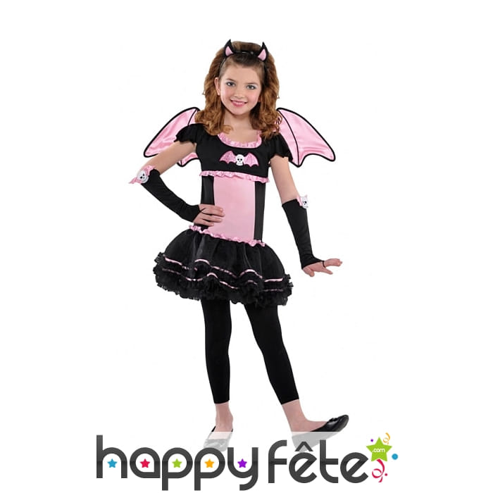 Costume de petite chauve-souris rose et noire