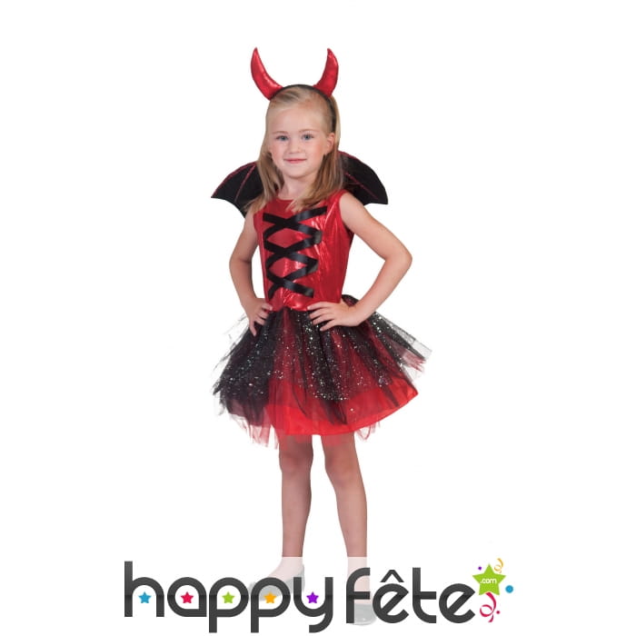 Costume de petite diablesse en tutu avec ailes