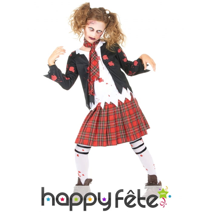 Costume de petite écolière zombie