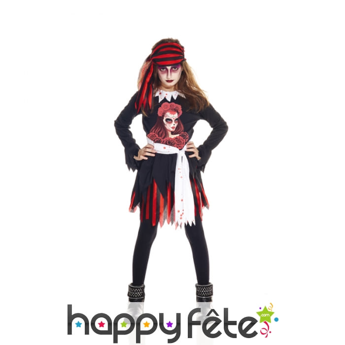 Costume de petite piratesse jour des morts