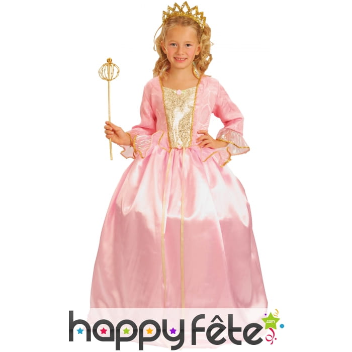 Costume de petite princesse rose coutures dorées