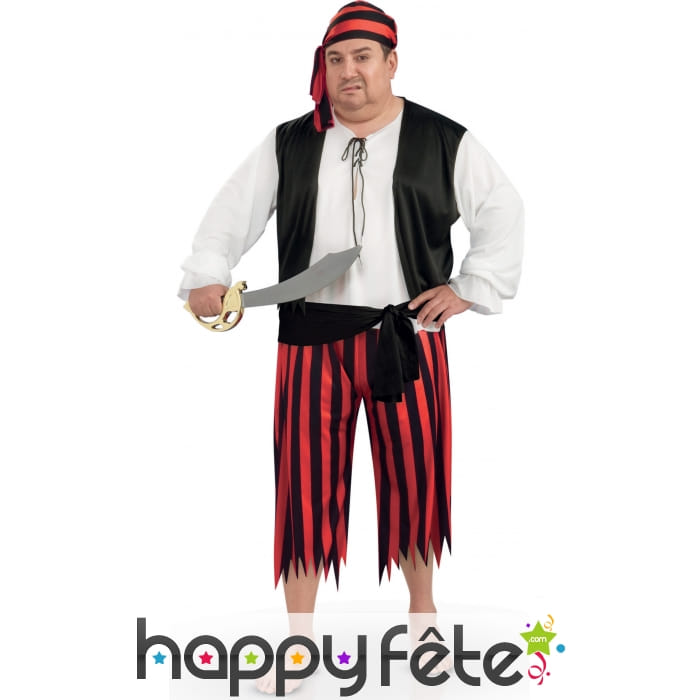 Costume de pirate avec pantalon rouge et noir