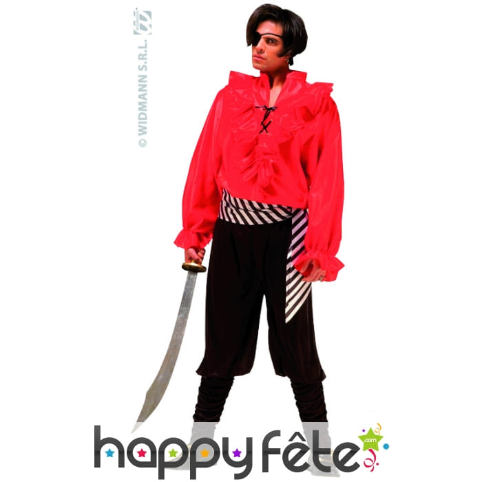 Costume de pirate homme rouge et noir
