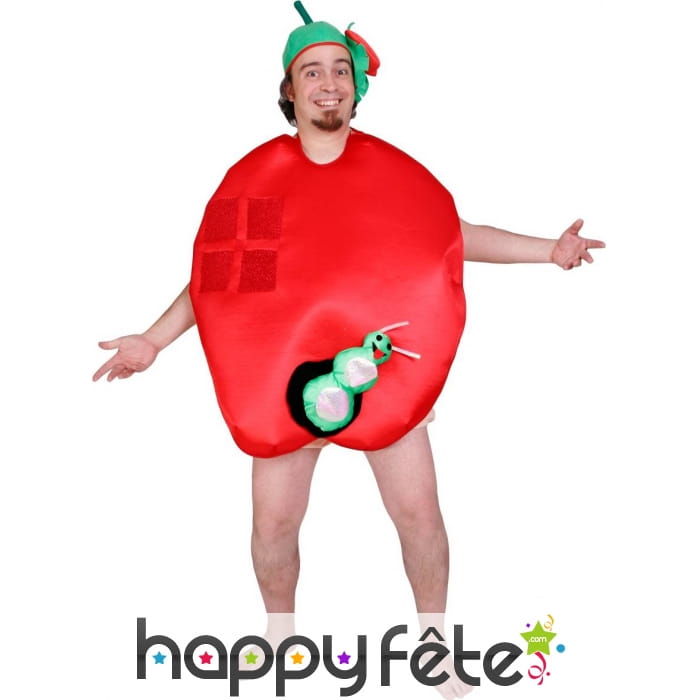 Costume de pomme mangée par un vers pour adulte
