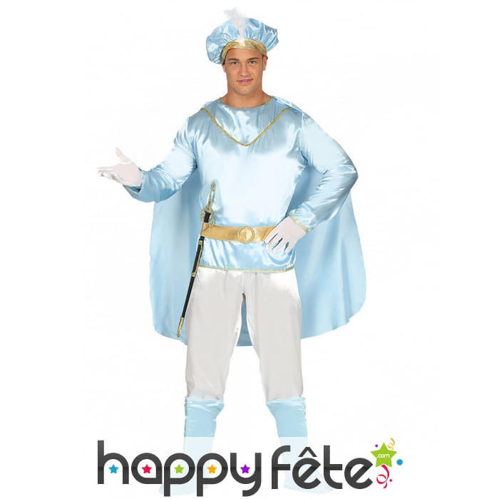 Costume de Prince Charmant effet satiné turquoise