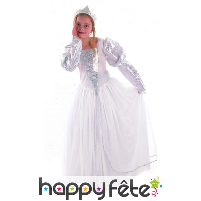 Costume de princesse blanche et argent pour enfant