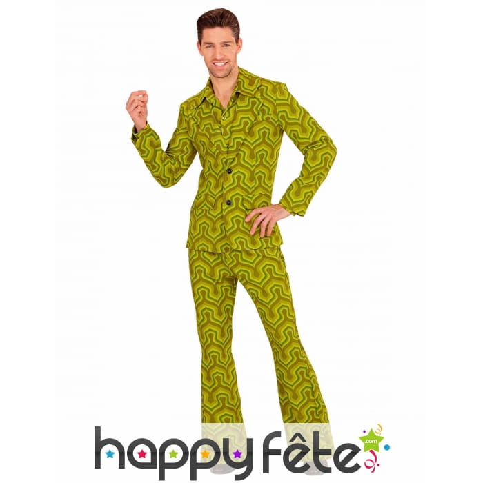 Costume disco psychedelique vert homme