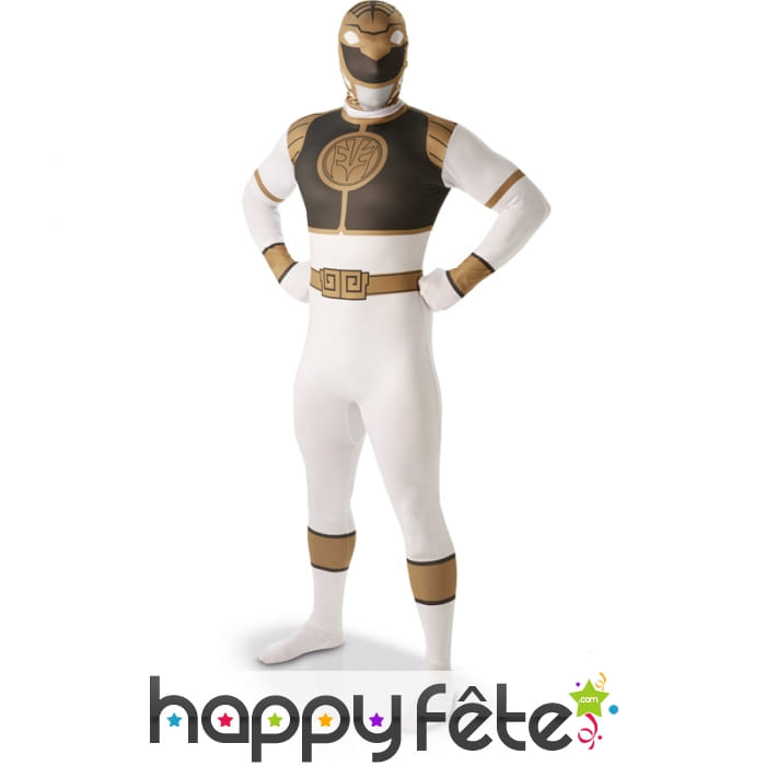 Costume du Power Rangers blanc seconde peau