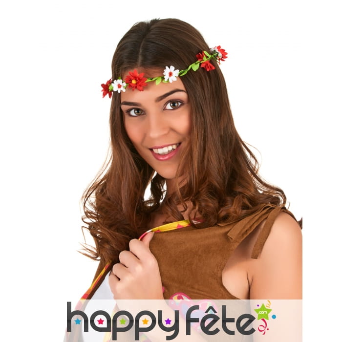 Couronne de pâquerettes blanches et rouges