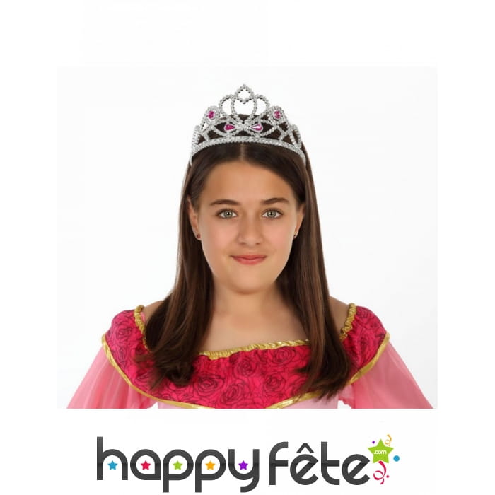 Couronne de princesse à strass roses pour fille