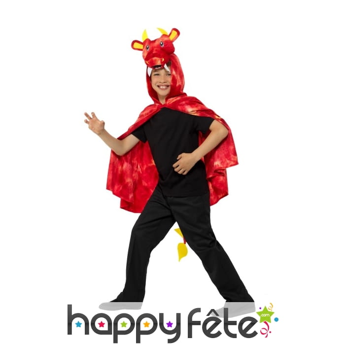 Cape dragon rouge pour enfant