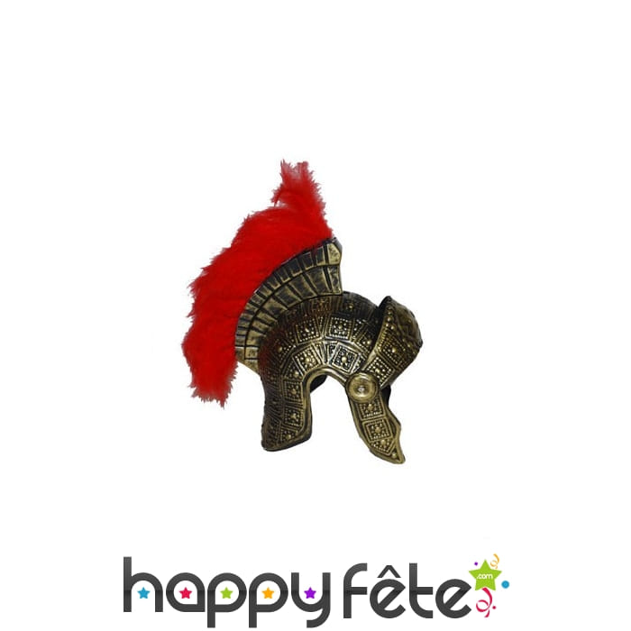 Casque de romain avec plumes rouges, adulte