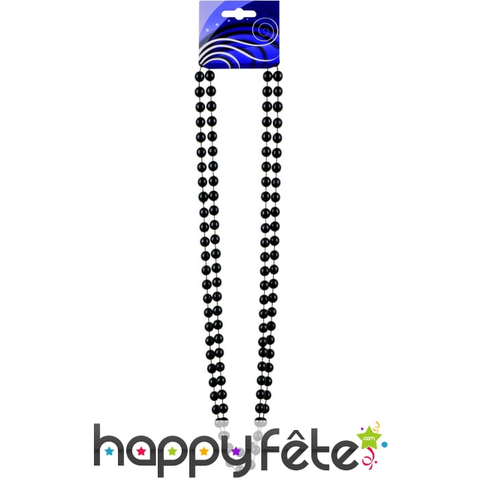 Collier double rangée de perles noires