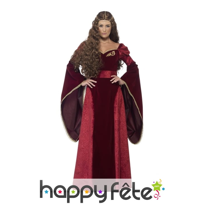 Costume de reine médiévale rouge