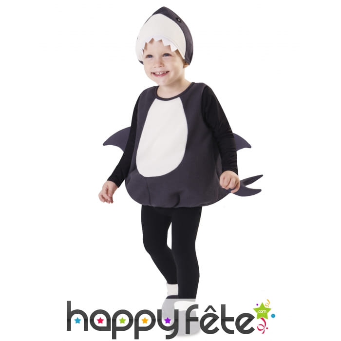 Costume de requin gris blanc pour bébé