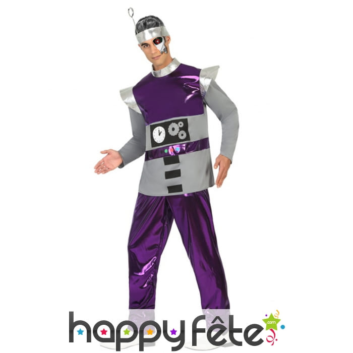 Costume de robot violet futuriste pour homme