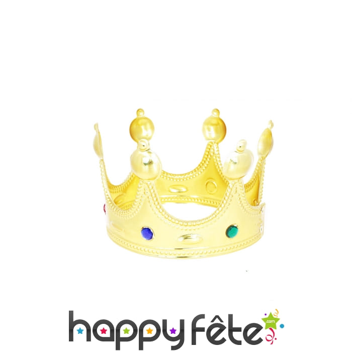 Couronne de roi dorée pierres incrustées, adulte