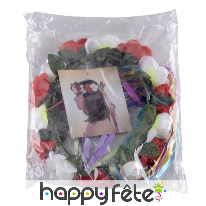 Couronne de roses blanches et rouges