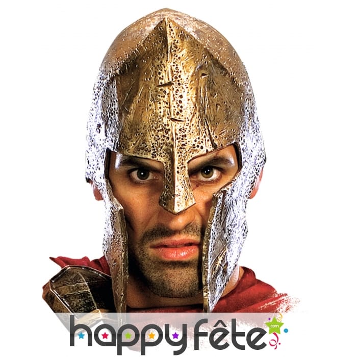 Casque de Spartiate doré en latex