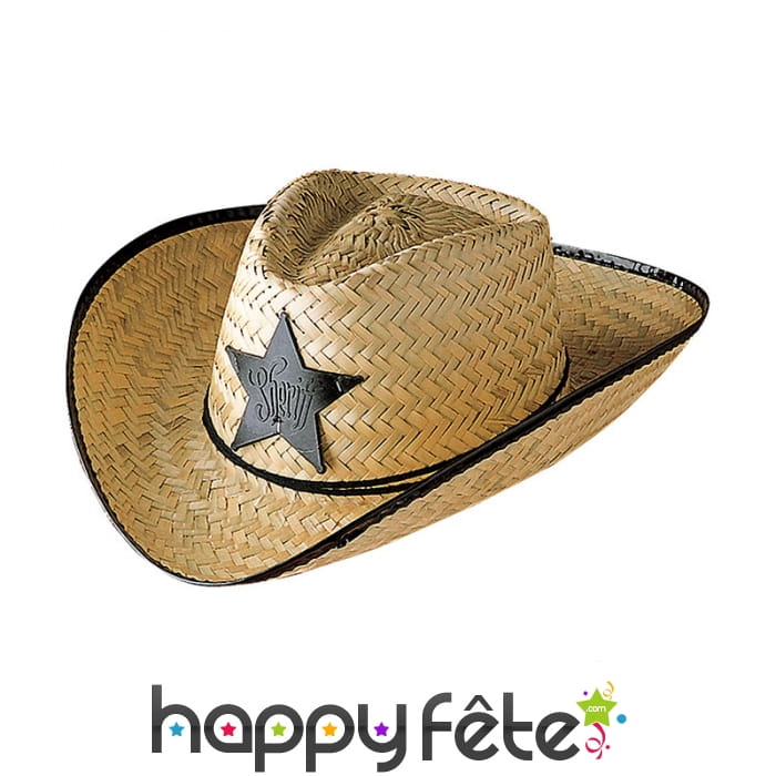 Chapeau de sherif en paille adulte