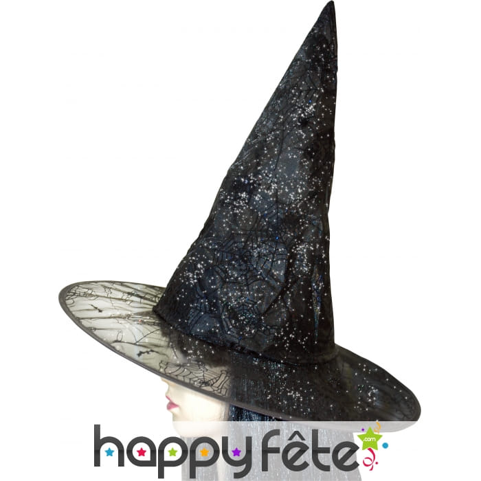 Chapeau de sorciere avec toile paillettés